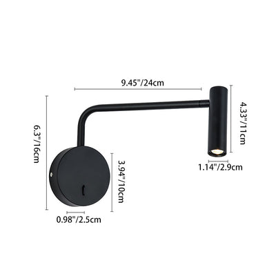 Moderne minimalistische Aluminium-Eisen-Zylinder drehbare LED-Wandleuchte für das Lesen am Bett 