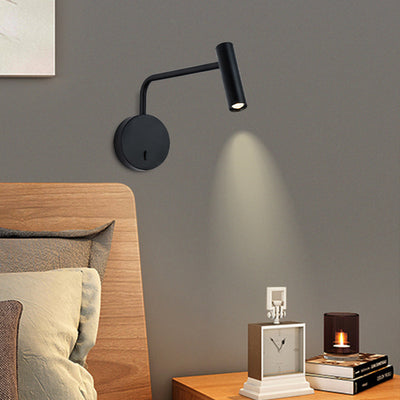 Moderne minimalistische Aluminium-Eisen-Zylinder drehbare LED-Wandleuchte für das Lesen am Bett 