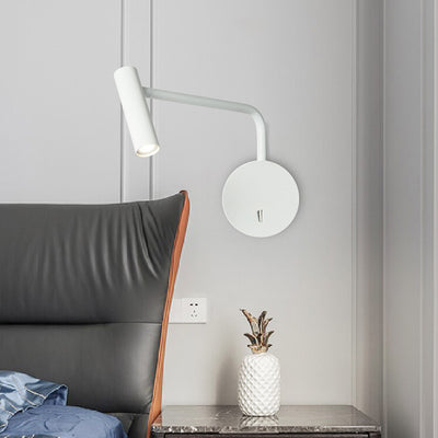 Moderne minimalistische Aluminium-Eisen-Zylinder drehbare LED-Wandleuchte für das Lesen am Bett 