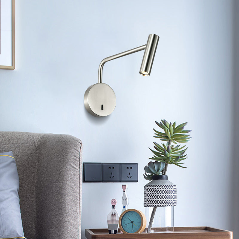 Moderne minimalistische Aluminium-Eisen-Zylinder drehbare LED-Wandleuchte für das Lesen am Bett 