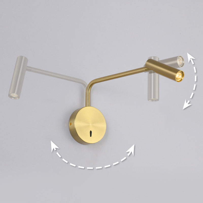 Moderne minimalistische Aluminium-Eisen-Zylinder drehbare LED-Wandleuchte für das Lesen am Bett 