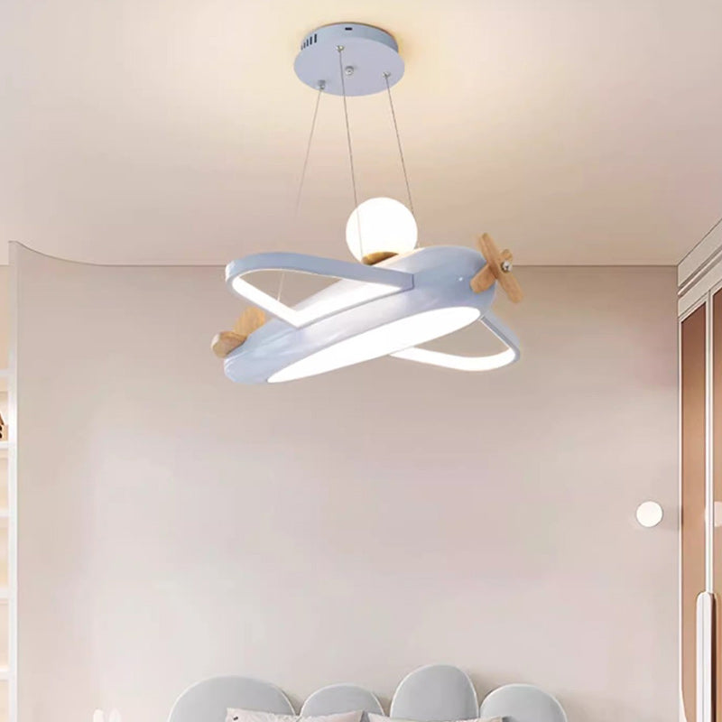 ثريات LED أكريليك زجاج معدني راتنج للطائرات للأطفال المبدعين المعاصرين لغرفة النوم 