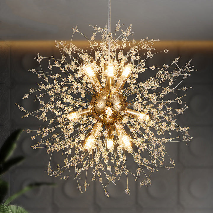 Moderne Luxus Edelstahl Kristall Hardware Ball Löwenzahn 9/12 Licht Kronleuchter für Esszimmer 