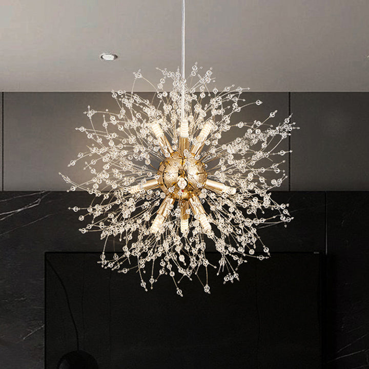 Moderne Luxus Edelstahl Kristall Hardware Ball Löwenzahn 9/12 Licht Kronleuchter für Esszimmer 