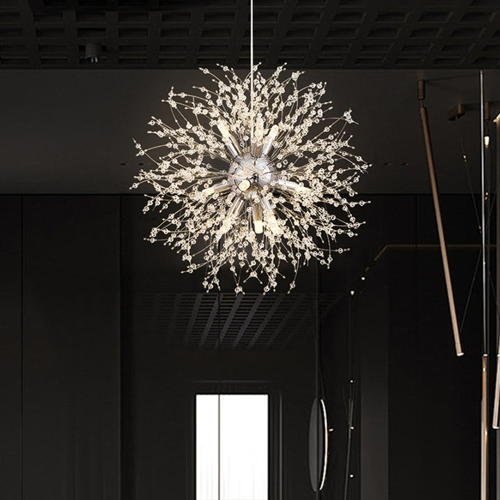 Moderne Luxus Edelstahl Kristall Hardware Ball Löwenzahn 9/12 Licht Kronleuchter für Esszimmer 
