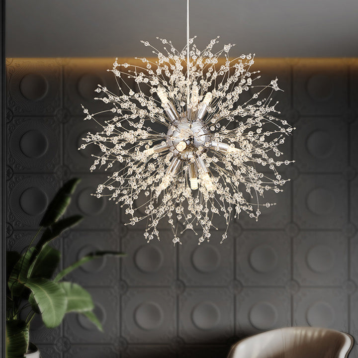 Moderne Luxus Edelstahl Kristall Hardware Ball Löwenzahn 9/12 Licht Kronleuchter für Esszimmer 