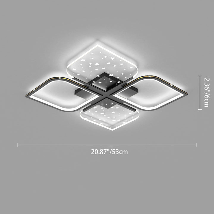 Contemporary Nordic Aluminum Iron Acrylic Four Leaf Clover Starry Star LED Semi-Flush Mount Ceiling Light For Bedroom