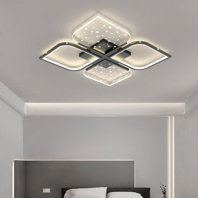 Plafonnier semi-encastré à LED en aluminium nordique contemporain, trèfle à quatre feuilles en acrylique et étoile étoilée pour chambre 