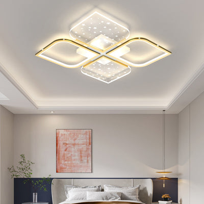 Plafonnier semi-encastré à LED en aluminium nordique contemporain, trèfle à quatre feuilles en acrylique et étoile étoilée pour chambre 