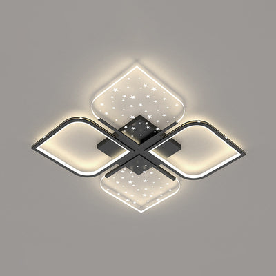 Plafonnier semi-encastré à LED en aluminium nordique contemporain, trèfle à quatre feuilles en acrylique et étoile étoilée pour chambre 
