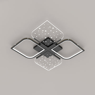 Plafonnier semi-encastré à LED en aluminium nordique contemporain, trèfle à quatre feuilles en acrylique et étoile étoilée pour chambre 