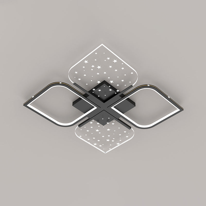 Plafonnier semi-encastré à LED en aluminium nordique contemporain, trèfle à quatre feuilles en acrylique et étoile étoilée pour chambre 