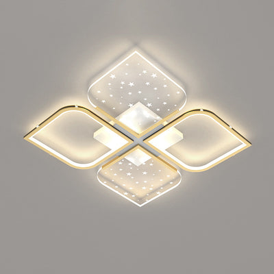 Plafonnier semi-encastré à LED en aluminium nordique contemporain, trèfle à quatre feuilles en acrylique et étoile étoilée pour chambre 