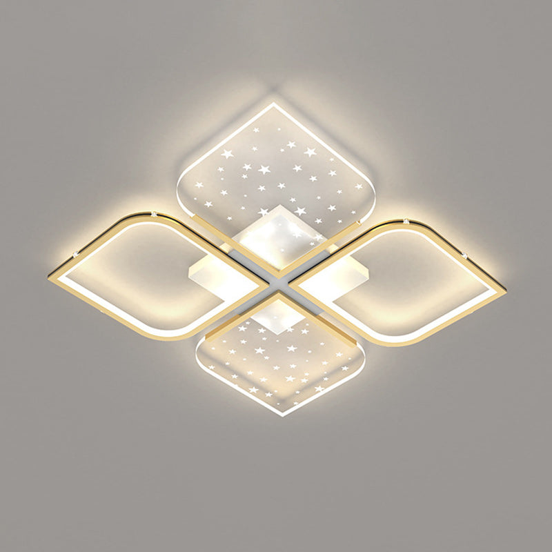 Plafonnier semi-encastré à LED en aluminium nordique contemporain, trèfle à quatre feuilles en acrylique et étoile étoilée pour chambre 