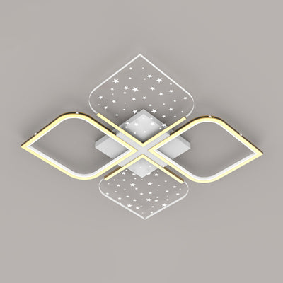 Plafonnier semi-encastré à LED en aluminium nordique contemporain, trèfle à quatre feuilles en acrylique et étoile étoilée pour chambre 