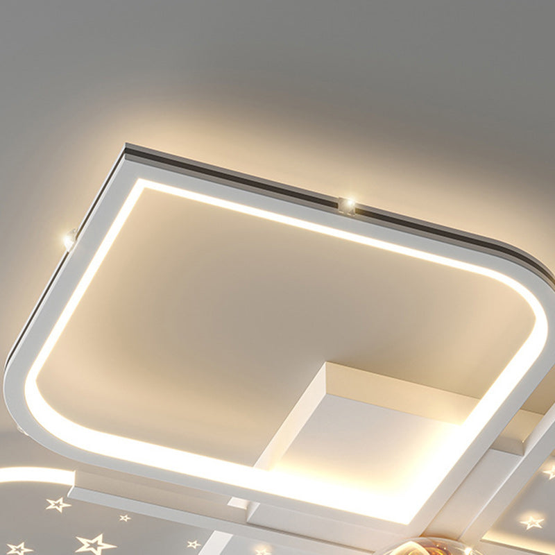 Plafonnier semi-encastré LED contemporain nordique en fer acrylique à quatre feuilles de trèfle étoilé pour chambre à coucher 