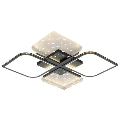 Plafonnier semi-encastré à LED en aluminium nordique contemporain, trèfle à quatre feuilles en acrylique et étoile étoilée pour chambre 