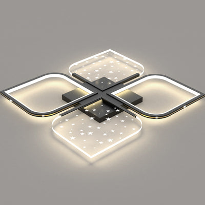 Plafonnier semi-encastré à LED en aluminium nordique contemporain, trèfle à quatre feuilles en acrylique et étoile étoilée pour chambre 