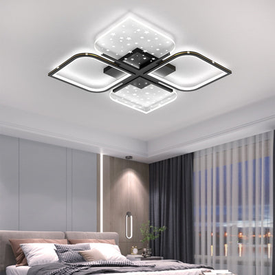 Plafonnier semi-encastré à LED en aluminium nordique contemporain, trèfle à quatre feuilles en acrylique et étoile étoilée pour chambre 