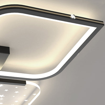 Plafonnier semi-encastré à LED en aluminium nordique contemporain, trèfle à quatre feuilles en acrylique et étoile étoilée pour chambre 
