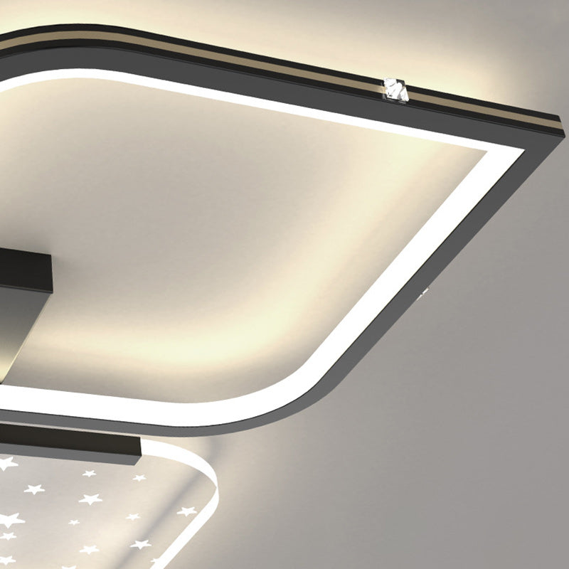 Plafonnier semi-encastré à LED en aluminium nordique contemporain, trèfle à quatre feuilles en acrylique et étoile étoilée pour chambre 