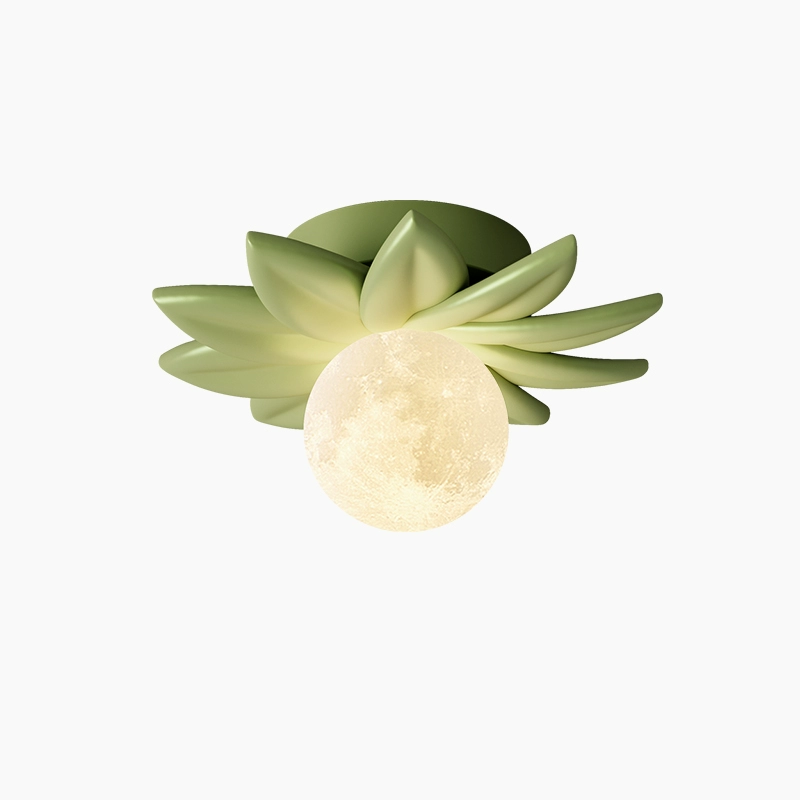 Contemporary Nordic Resin PLA Moon Leaf 1-Light Semi-Flush Mount Ceiling Light For Hallway