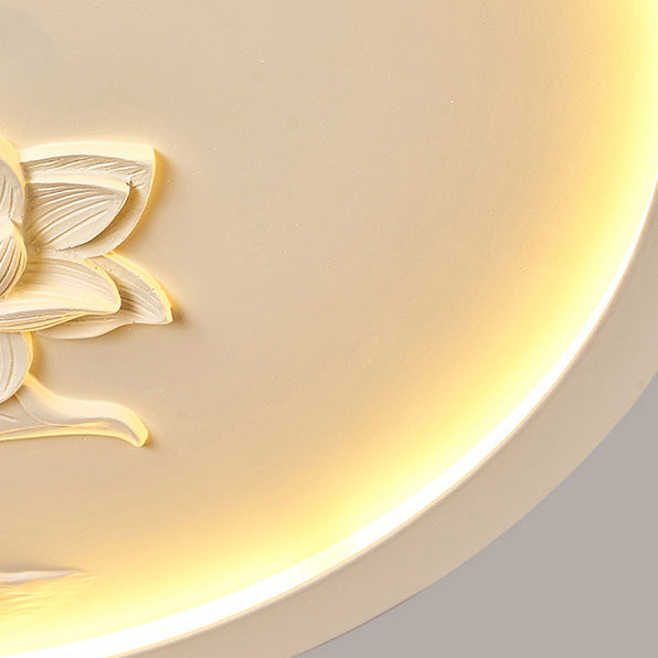 Plafonnier à LED rond en résine traditionnelle française en fer acrylique gravé Suzuran pour chambre à coucher 