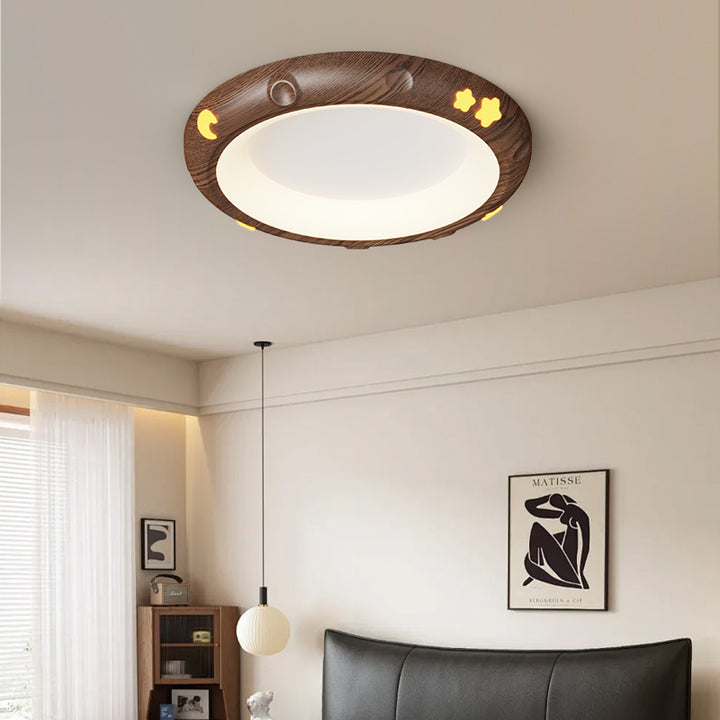 Luz de techo LED empotrada de montaje al ras de acrílico de hierro con estrella redonda para niños retro contemporánea para dormitorio 