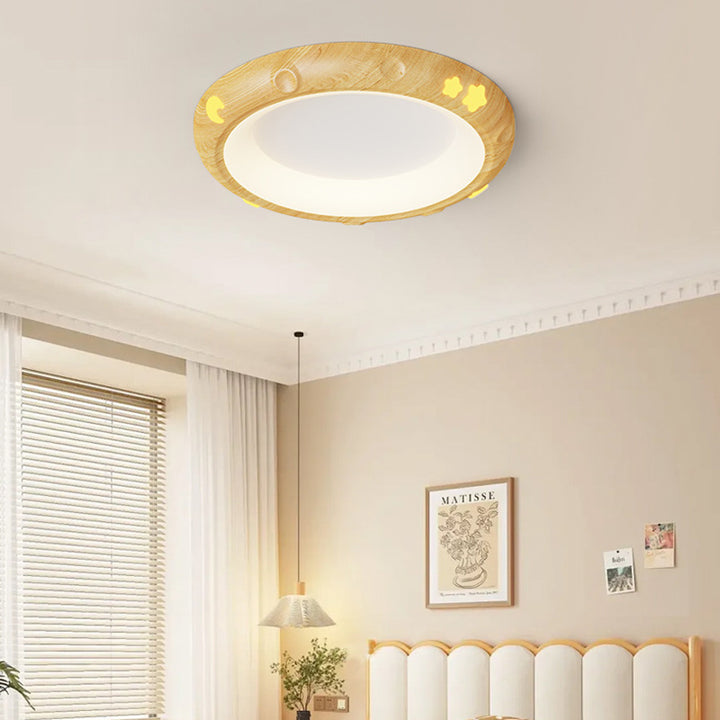 Luz de techo LED empotrada de montaje al ras de acrílico de hierro con estrella redonda para niños retro contemporánea para dormitorio 