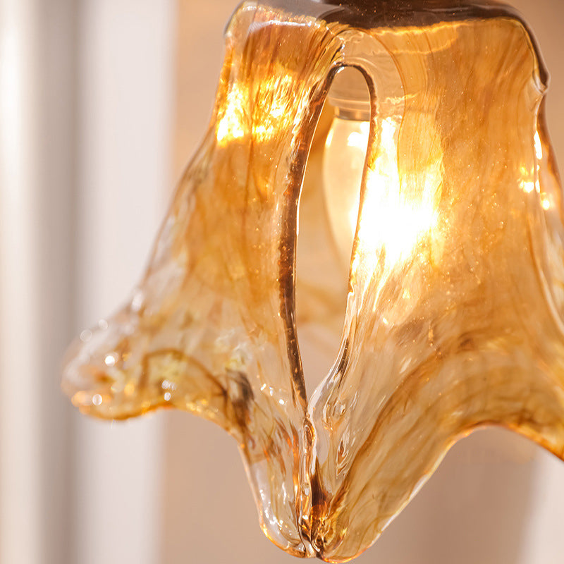 Contemporary Retro Floral Iron Glass Aluminum Alloy 1-Light Wall Sconce Lamp For Bedside