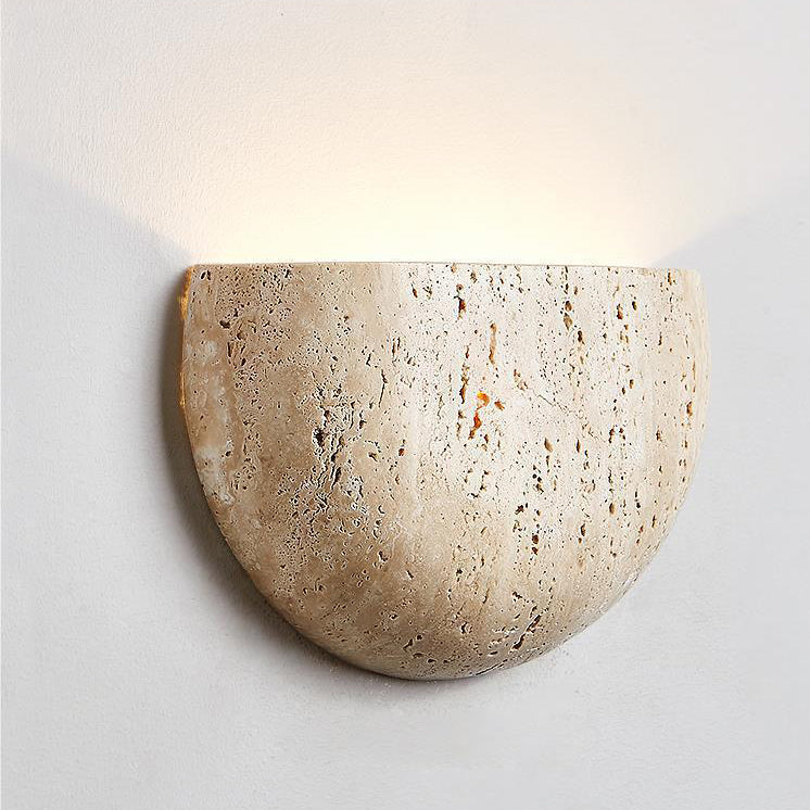 Traditionelle japanische Travertin-Halbrund-Wandleuchte mit 1 Licht für den Flur 