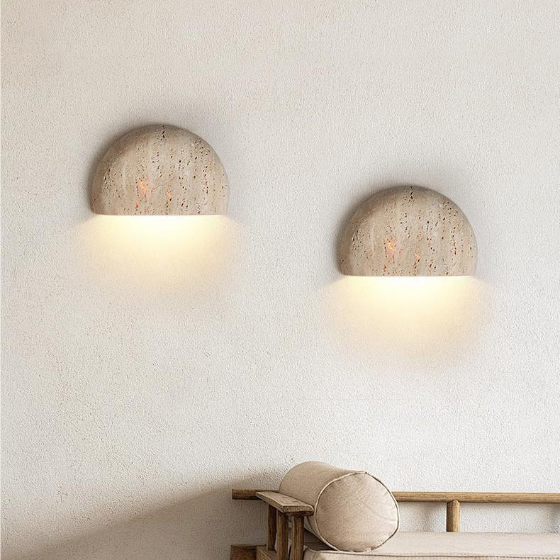 Traditionelle japanische Travertin-Halbrund-Wandleuchte mit 1 Licht für den Flur 