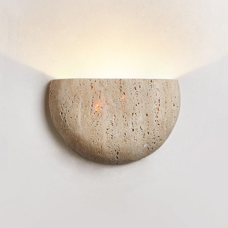 Traditionelle japanische Travertin-Halbrund-Wandleuchte mit 1 Licht für den Flur 