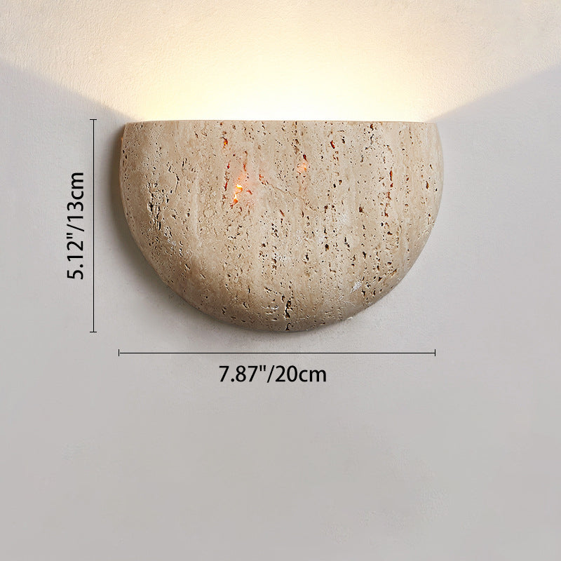 Traditionelle japanische Travertin-Halbrund-Wandleuchte mit 1 Licht für den Flur 