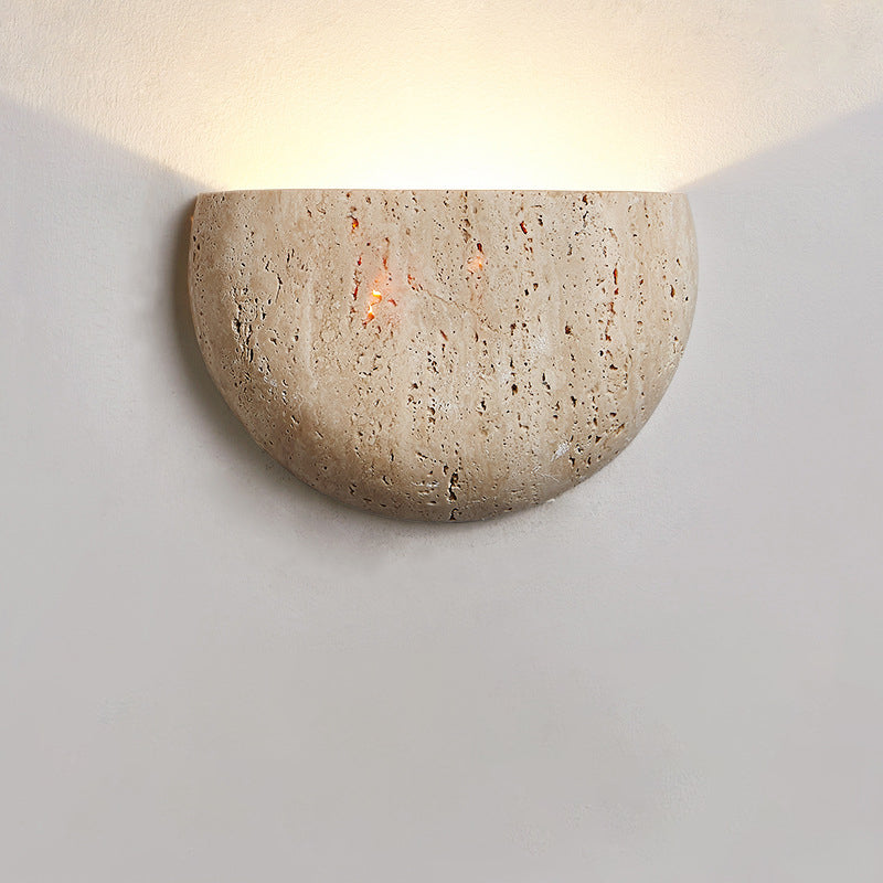 Traditionelle japanische Travertin-Halbrund-Wandleuchte mit 1 Licht für den Flur 