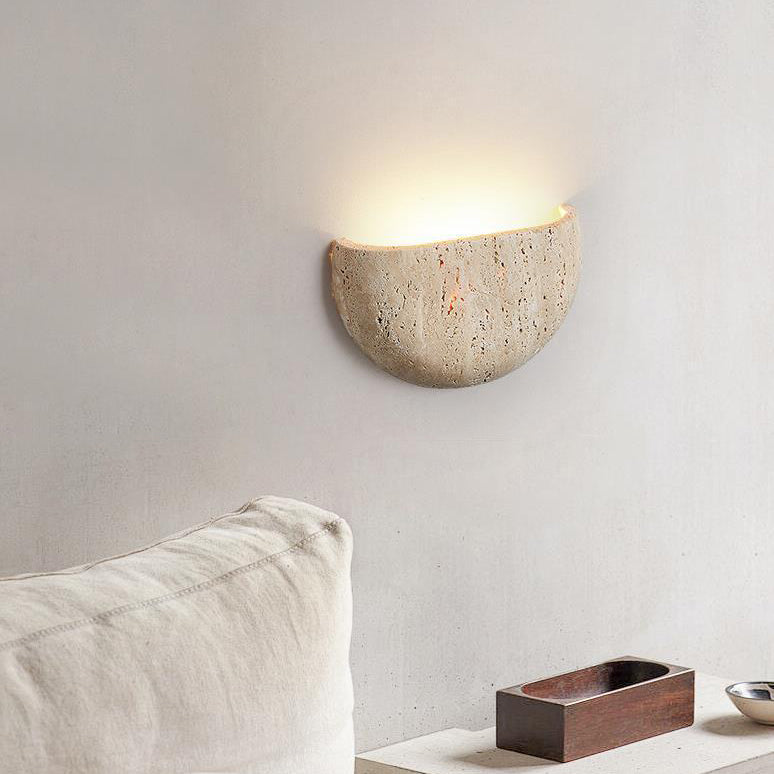 Traditionelle japanische Travertin-Halbrund-Wandleuchte mit 1 Licht für den Flur 