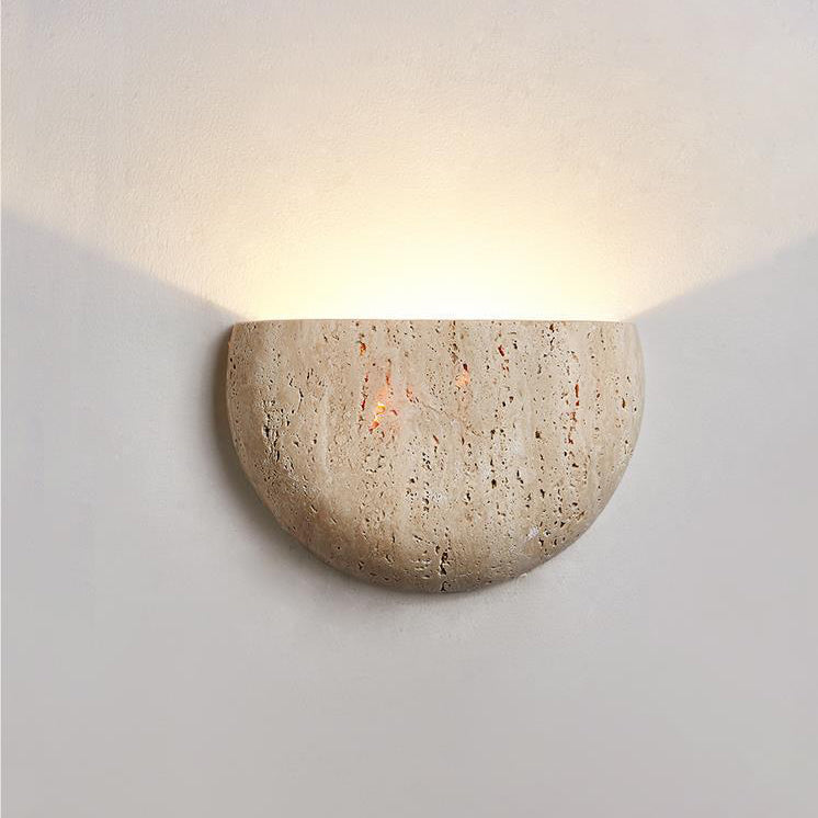 Applique murale semi-circulaire à 1 lumière en travertin japonais traditionnel pour couloir 