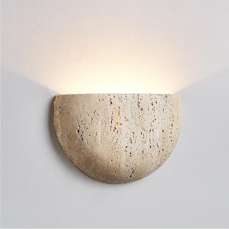 Traditionelle japanische Travertin-Halbrund-Wandleuchte mit 1 Licht für den Flur 