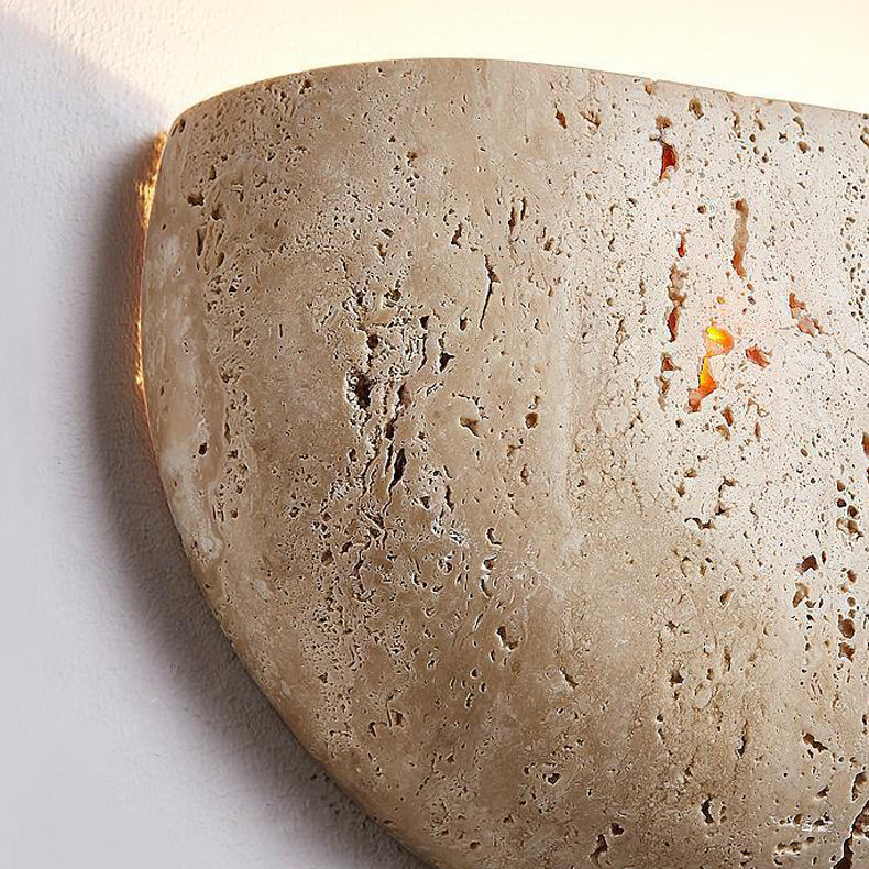 Traditionelle japanische Travertin-Halbrund-Wandleuchte mit 1 Licht für den Flur 