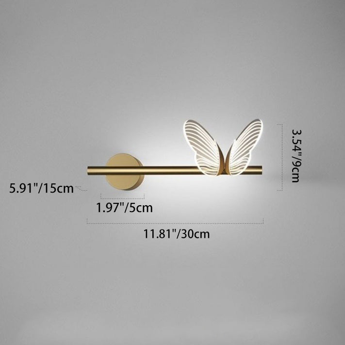 Contemporary Nordic Iron Aluminum Acrylic Strip Butterfly LED Wall Sconce Lamp For Bedside