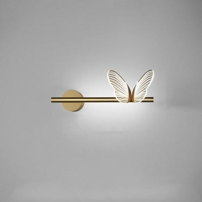 Contemporary Nordic Iron Aluminum Acrylic Strip Butterfly LED Wall Sconce Lamp For Bedside