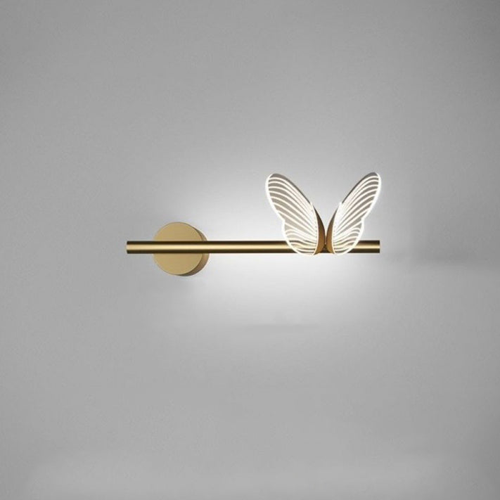 Contemporary Nordic Iron Aluminum Acrylic Strip Butterfly LED Wall Sconce Lamp For Bedside
