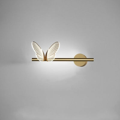 Contemporary Nordic Iron Aluminum Acrylic Strip Butterfly LED Wall Sconce Lamp For Bedside