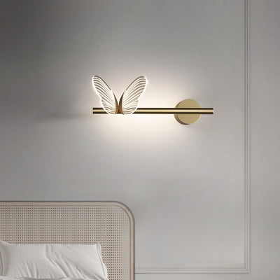 Contemporary Nordic Iron Aluminum Acrylic Strip Butterfly LED Wall Sconce Lamp For Bedside