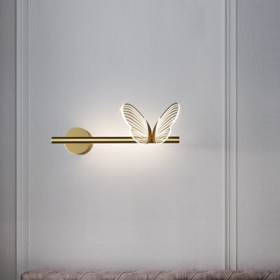Contemporary Nordic Iron Aluminum Acrylic Strip Butterfly LED Wall Sconce Lamp For Bedside