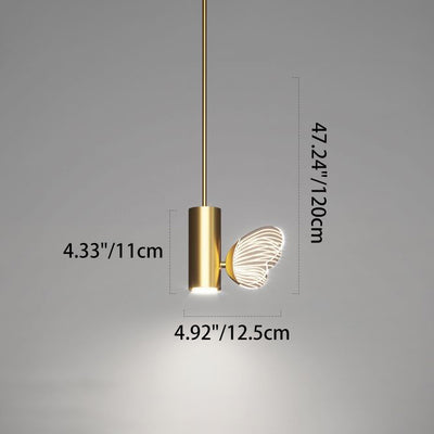 Contemporary Nordic Iron Aluminum Acrylic Cylinder Butterfly LED Pendant Light For Bedside
