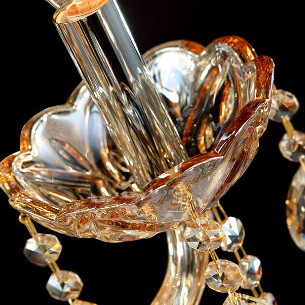 Candelabro de Pared de 1/2 Luces con Cuerno de Cabra de Cristal de Tela de Vidrio Tradicional Europeo para Pasillo 