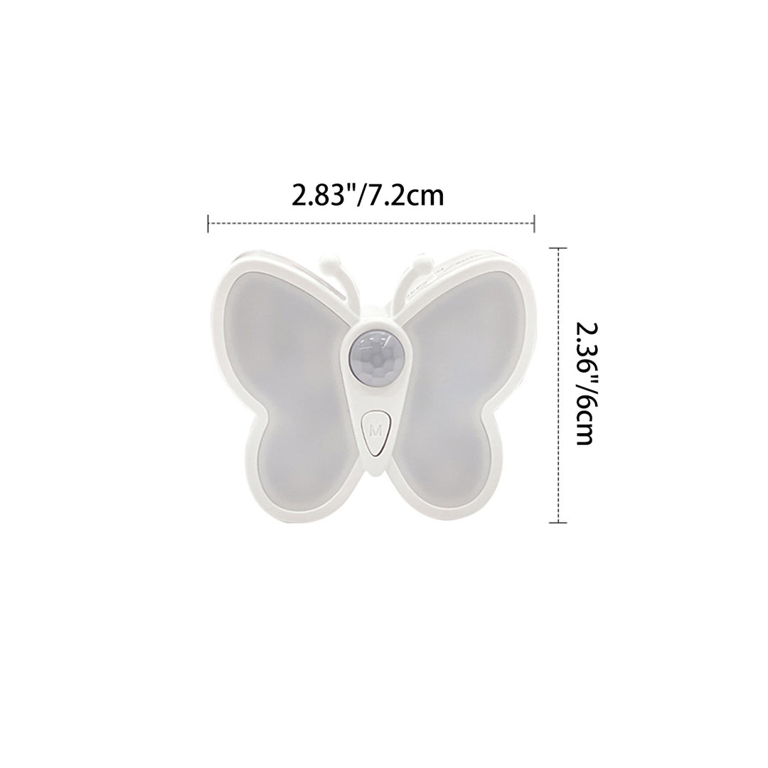 Lámpara de pared LED con sensor humano recargable de simplicidad moderna, magnética, de plástico, con mariposa, luz nocturna para mesita de noche 
