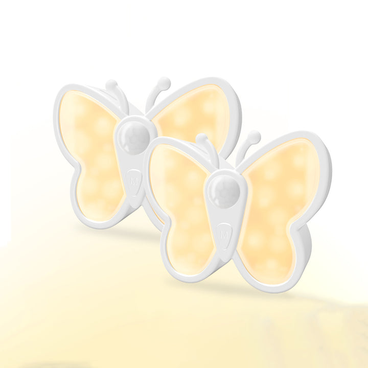 Lámpara de pared LED con sensor humano recargable de simplicidad moderna, magnética, de plástico, con mariposa, luz nocturna para mesita de noche 
