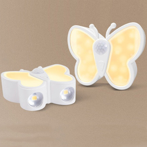 Lámpara de pared LED con sensor humano recargable de simplicidad moderna, magnética, de plástico, con mariposa, luz nocturna para mesita de noche 